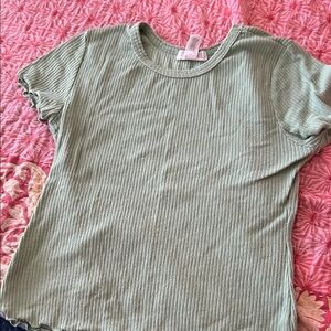 Full Tilt Green Ribbed Crop Top